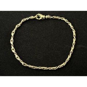 Pure 18K Yellow Gold Chain 2.5mm Anchor Link Vintage Bracelet 4.8g/ 7.5inch